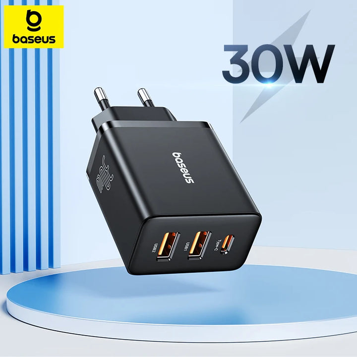 Baseus 30W Fast Charger 3-Port PD/QC3.0