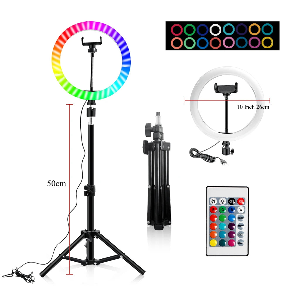 10-Inch RGB Video Ring Light with Remote