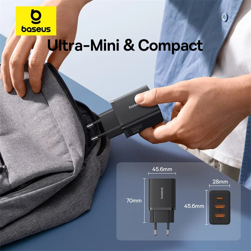 Baseus 30W Fast Charger 3-Port PD/QC3.0