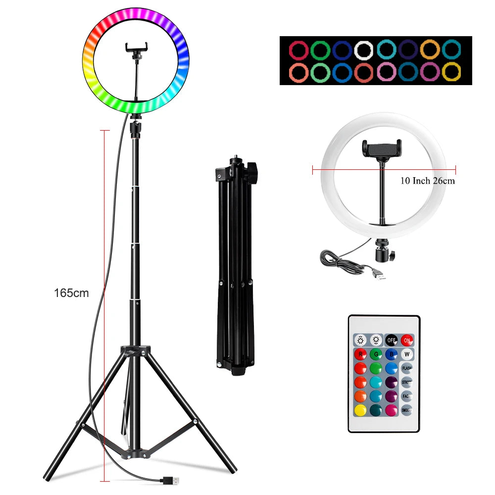 10-Inch RGB Video Ring Light with Remote