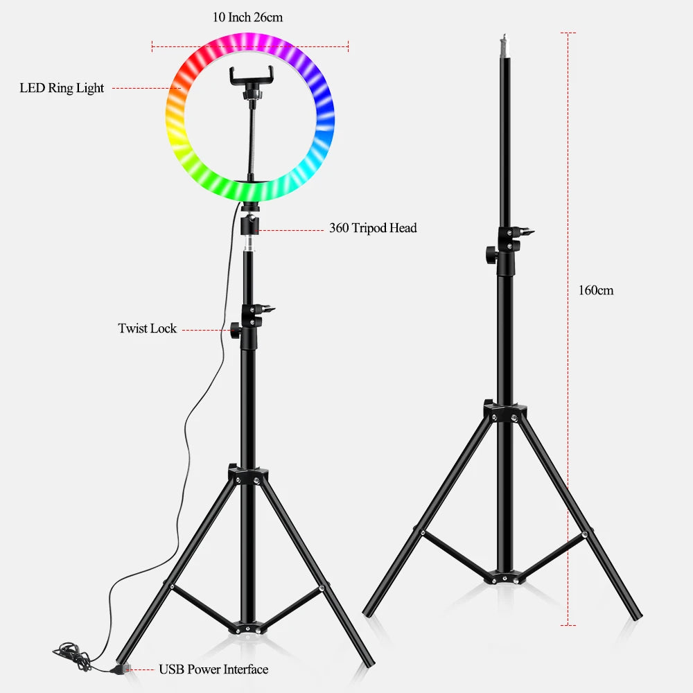 10-Inch RGB Video Ring Light with Remote