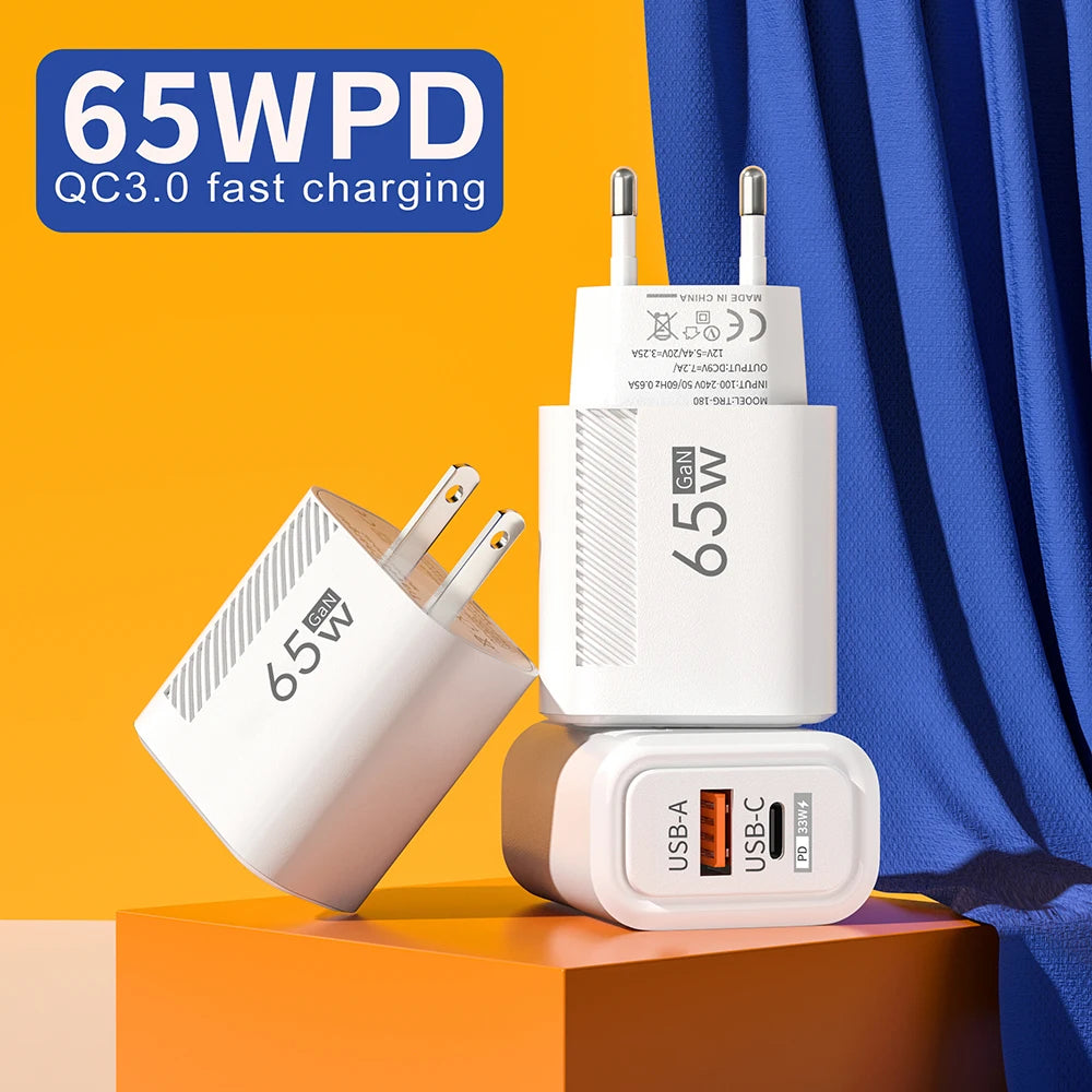 65W GaN PD Fast Charger QC3.0