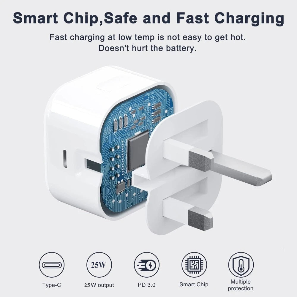 25W UK USB-C Fast Charger QC3.0