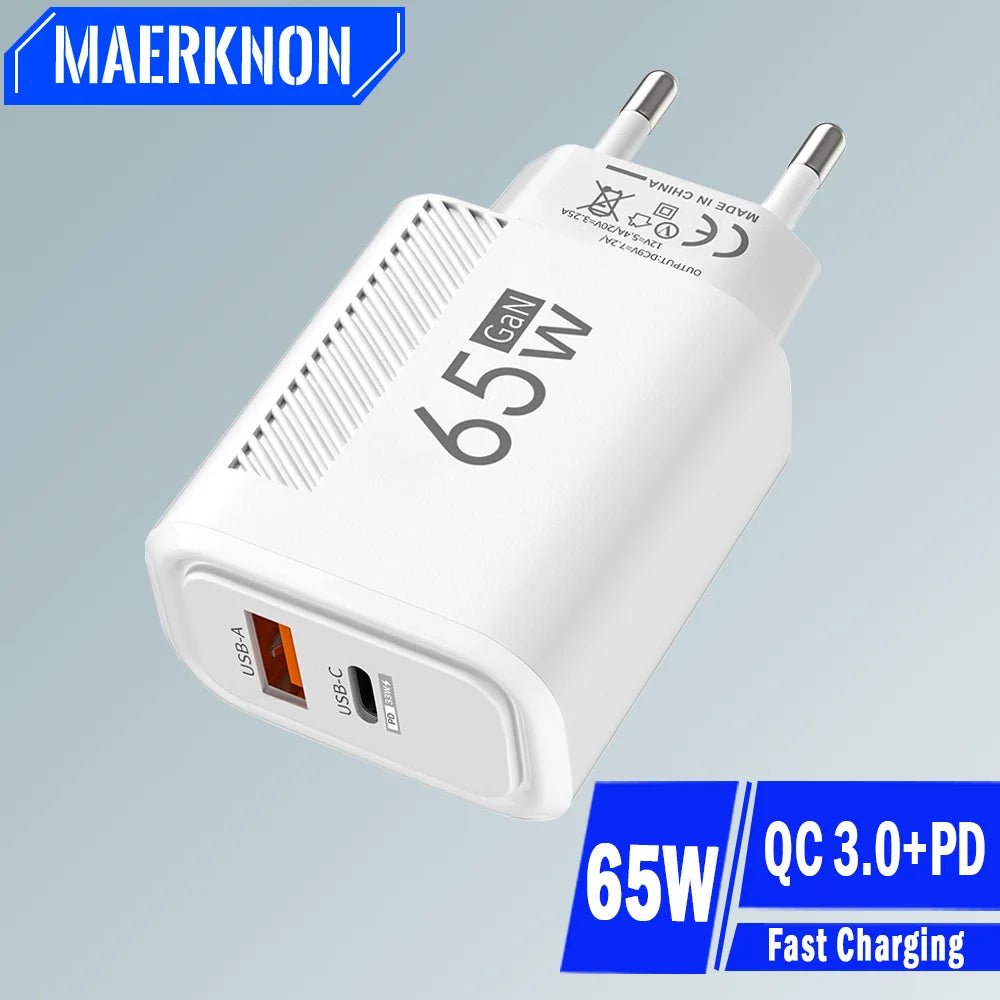 65W GaN PD Fast Charger QC3.0