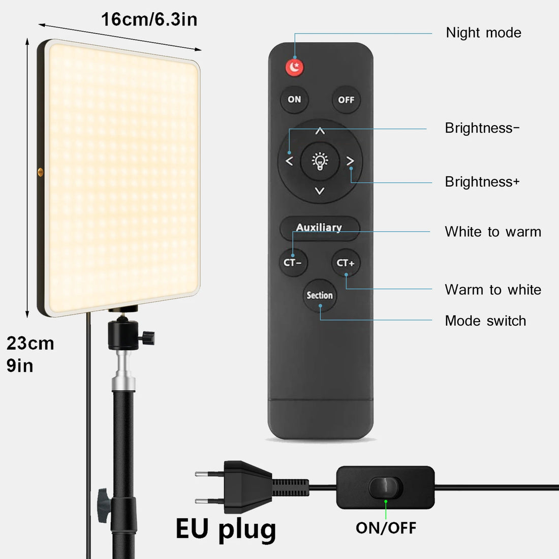 LED Bi-Color Video Light 2700K-5700K with Stand