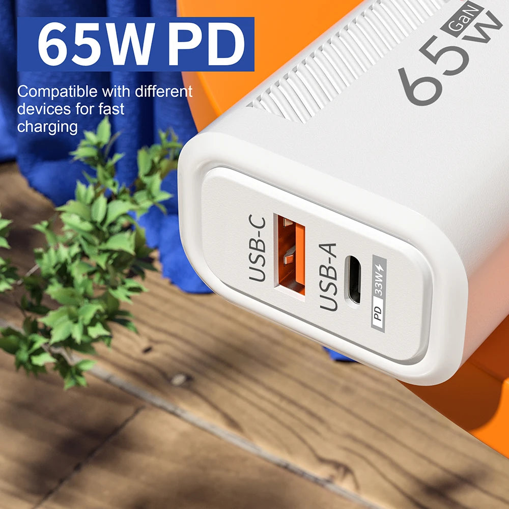 65W GaN PD Fast Charger QC3.0